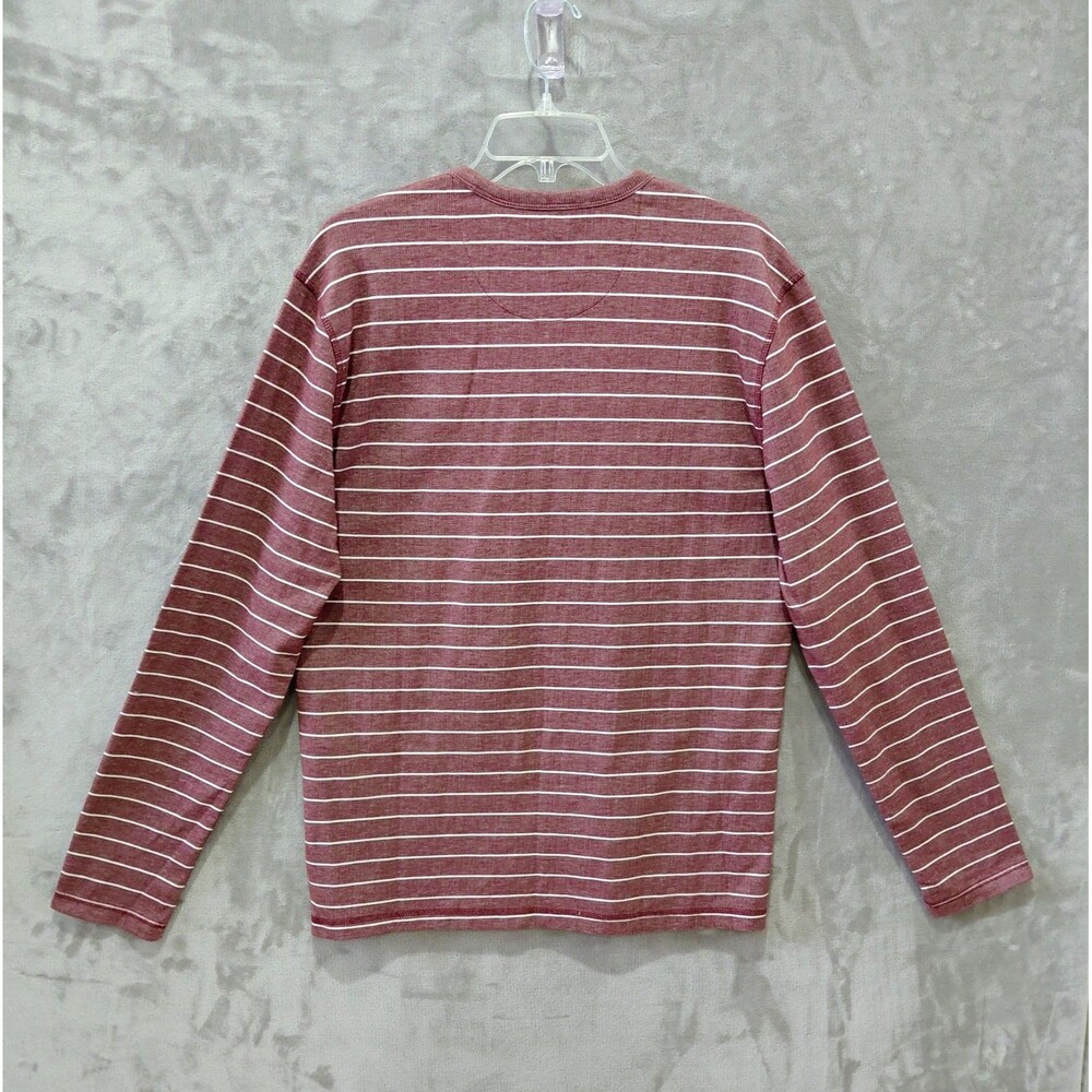 pRana Keller Long Sleeve Striped Shirt Men's Large Organic Cotton Blend Maroon - Picture 3 of 7